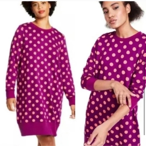 Victor Glemaud x Target Purple Pink Polka Dot Tunic Sweater Dress Size Medium - Picture 1 of 5